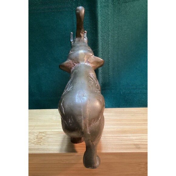 Tiny Vintage Brass Elephant Small Statue Sculpture Paper Weight Home Decor - Picture 3 of 9